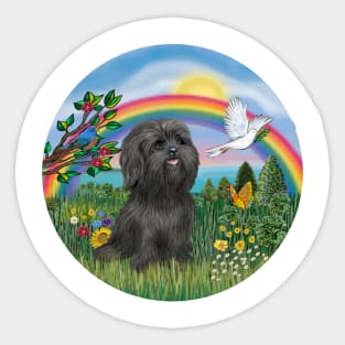 Black Shih Tzu in Rainbow Bridge Country Sticker